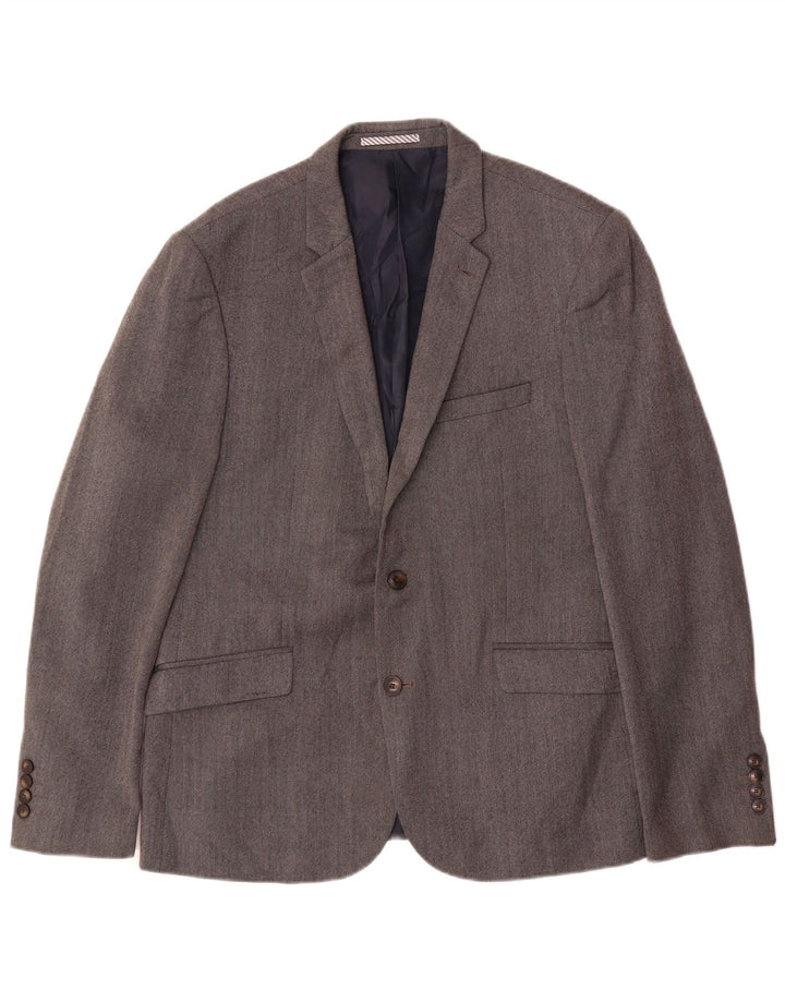 Marks & Spencer Chaqueta tipo blazer ajustada con 2 botones para hombre UK 42 Large Grey Wool