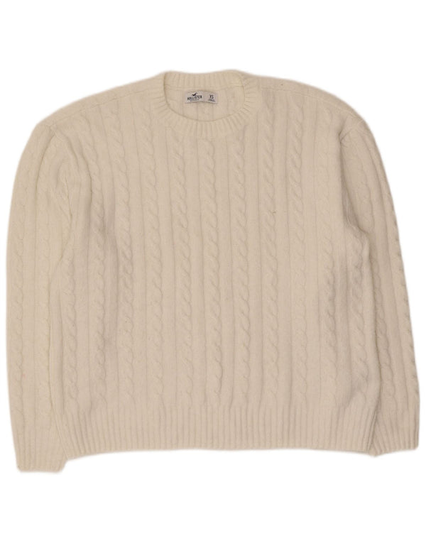 Hollister Suéter tipo jersey de cuello redondo extragrande para mujer UK 6 XS Poliéster blanco