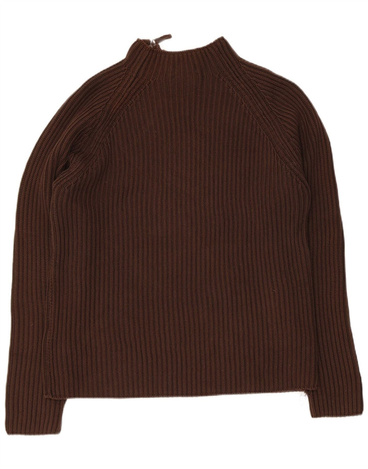 Zara Mens Zip Neck Jumper Sweater Large Marrón