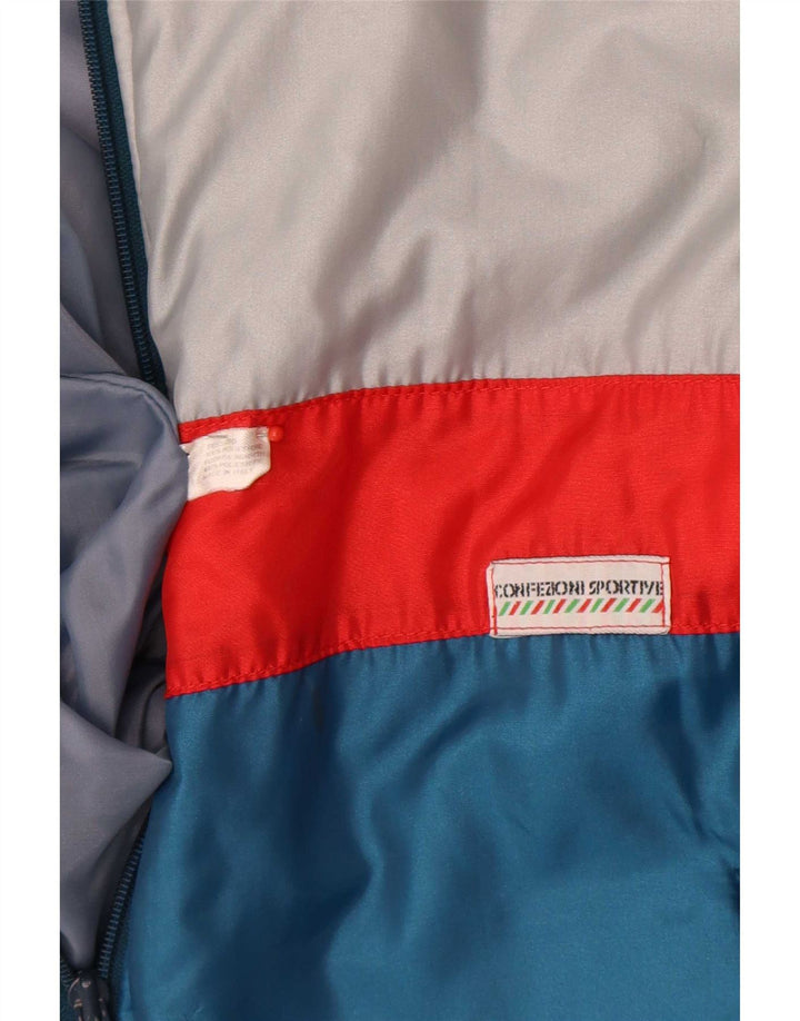 Vintage hombres chaqueta acolchada Reino Unido 38 gris medio colorblock poliéster