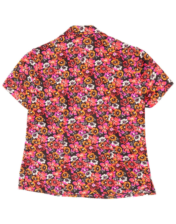 Vintage mujer blusa Top Reino Unido 14 grande rojo floral