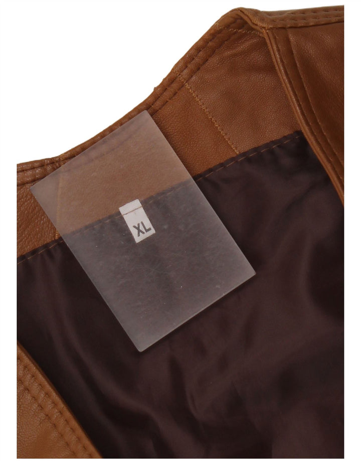 Chaleco de cuero vintage para hombre XL Marrón