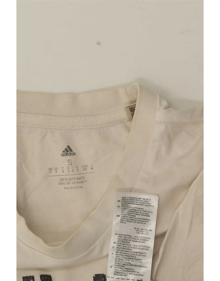 Adidas - Camiseta gráfica para hombre, talla pequeña, algodón blanco