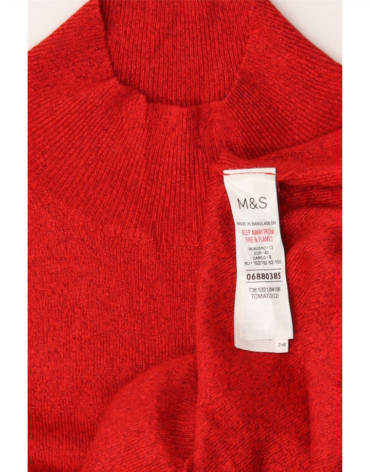 Marks & Spencer Jersey con Cuello Alto para Mujer UK 40 Viscosa Roja Mediana