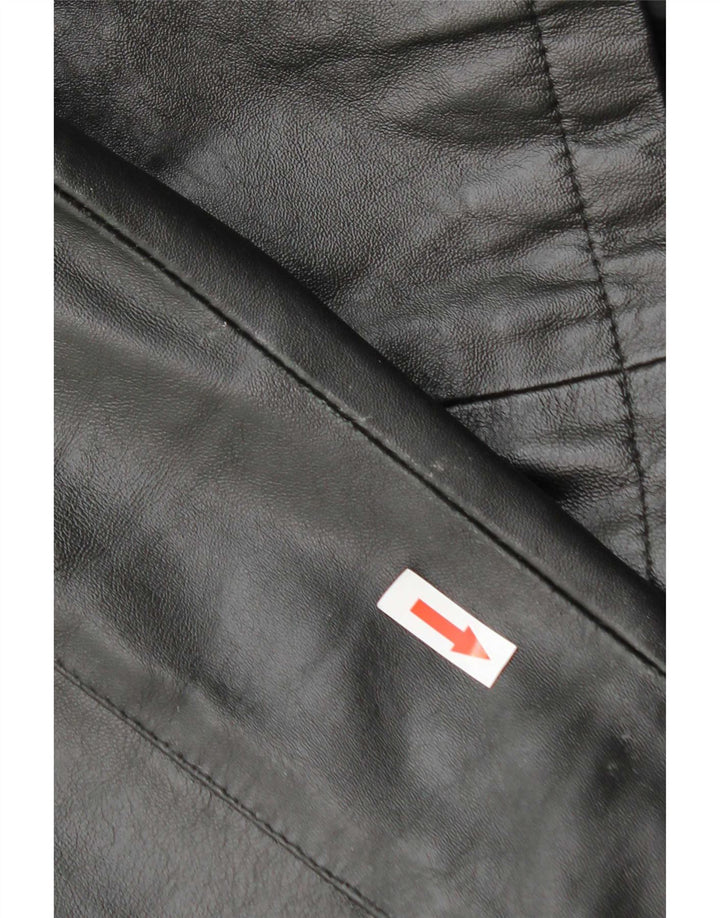 Chaqueta de cuero vintage para mujer IT 46 cuero negro grande
