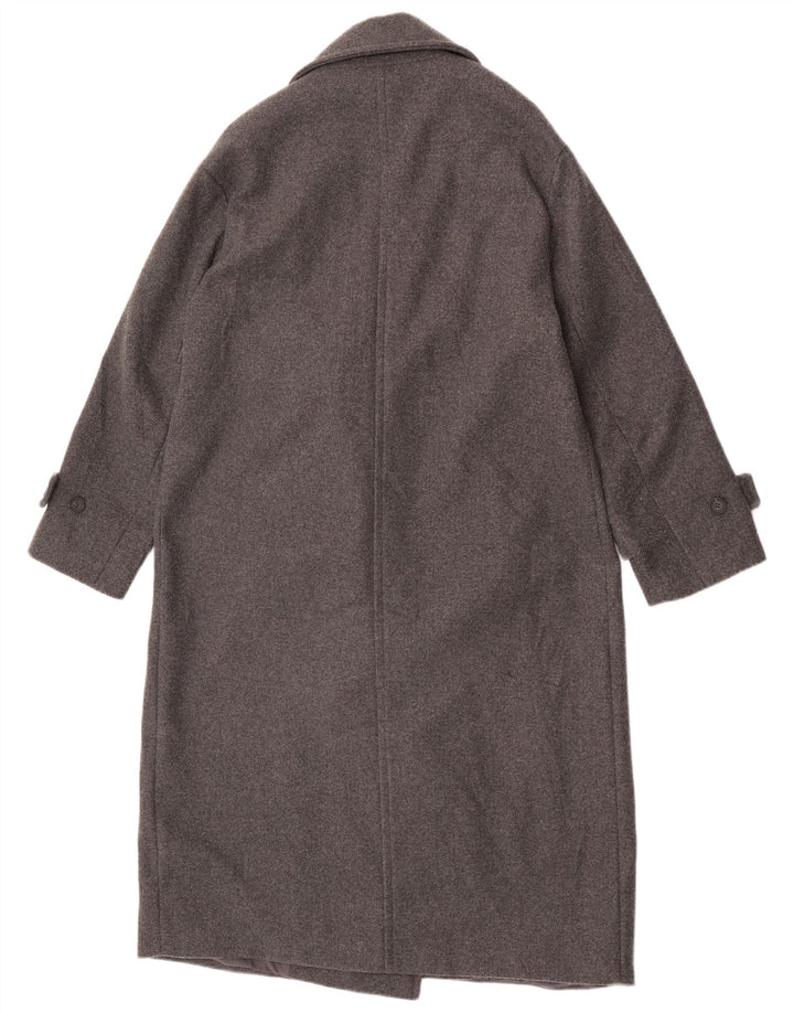 Zara Mujer Abrigo Cruzado UK 44 Poliéster Gris Medio