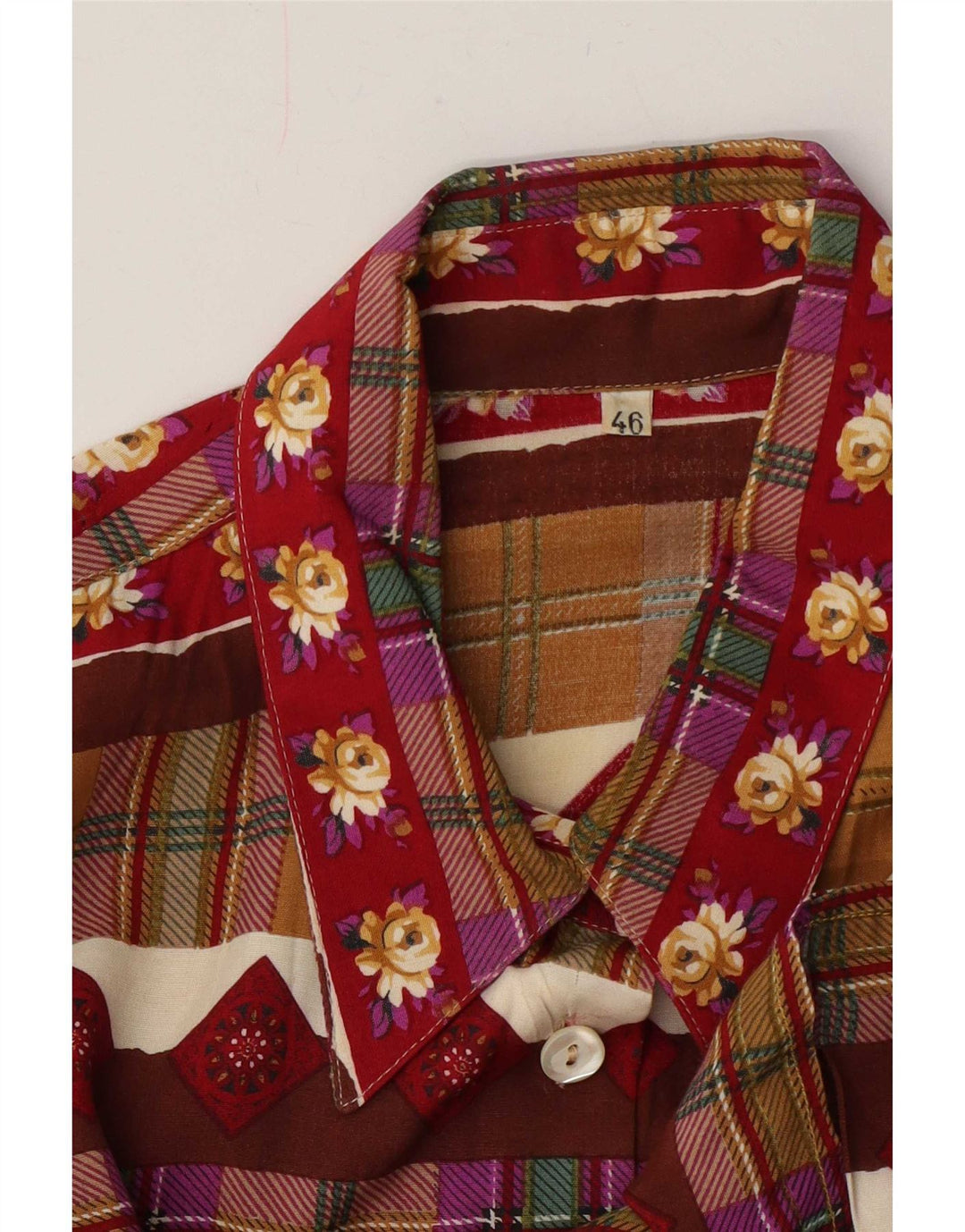 Camisa Vintage Mujer IT 46 Grande Multicolor Geométrica