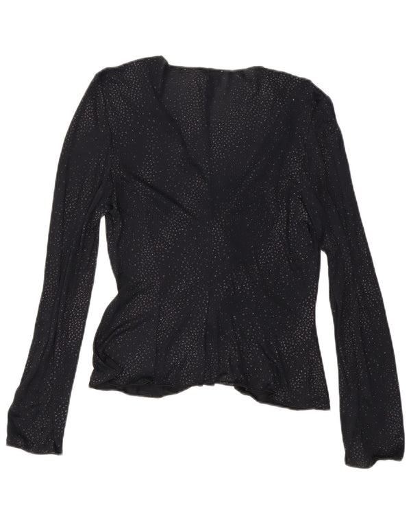Armani Blusa de manga larga para mujer IT 44 Medium Black Spotted