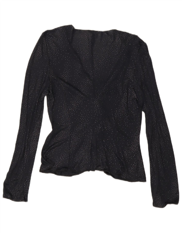 Armani Blusa de manga larga para mujer IT 44 Medium Black Spotted