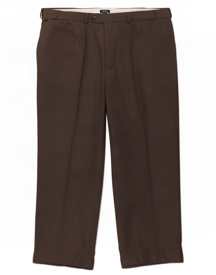 Marks & Spencer Pantalón de traje recto para hombre W44 L29 Poliéster gris