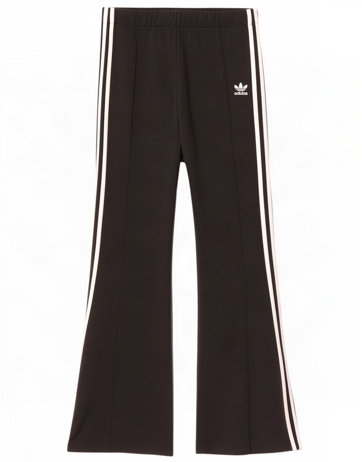 Adidas Pantalones de chándal acampanados para mujer UK 12 Mediano Negro Poliéster