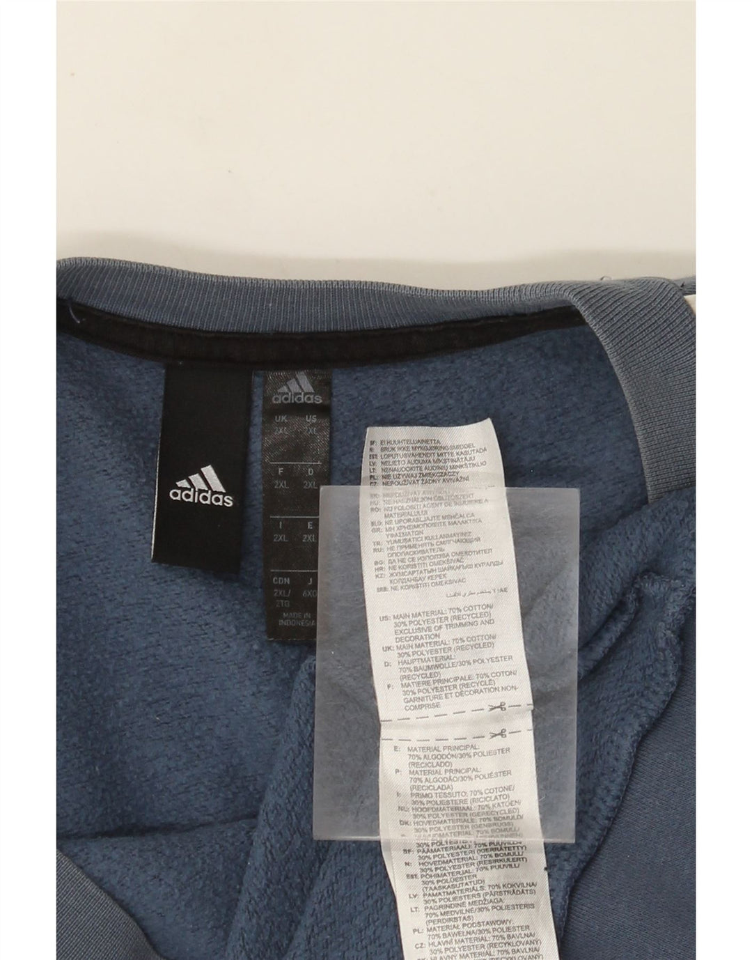 Adidas Hombre Sudadera Jumper 2XL Azul Algodón
