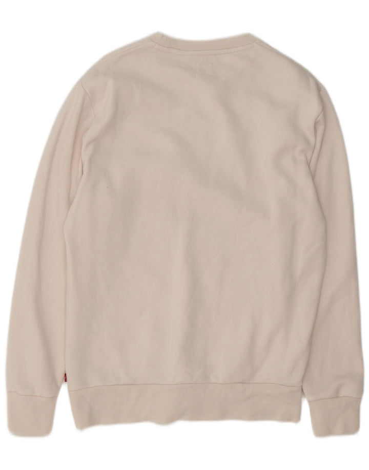 Levi's Sudadera con gráfico estándar para hombre, jersey pequeño de algodón blanco