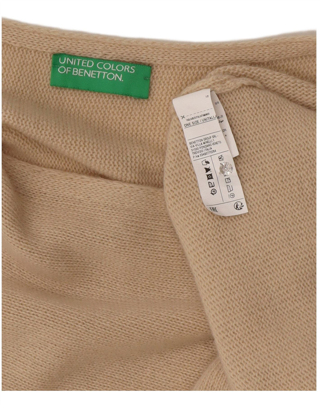 Benetton Jersey Poncho Asimétrico Talla Única Lana Beige