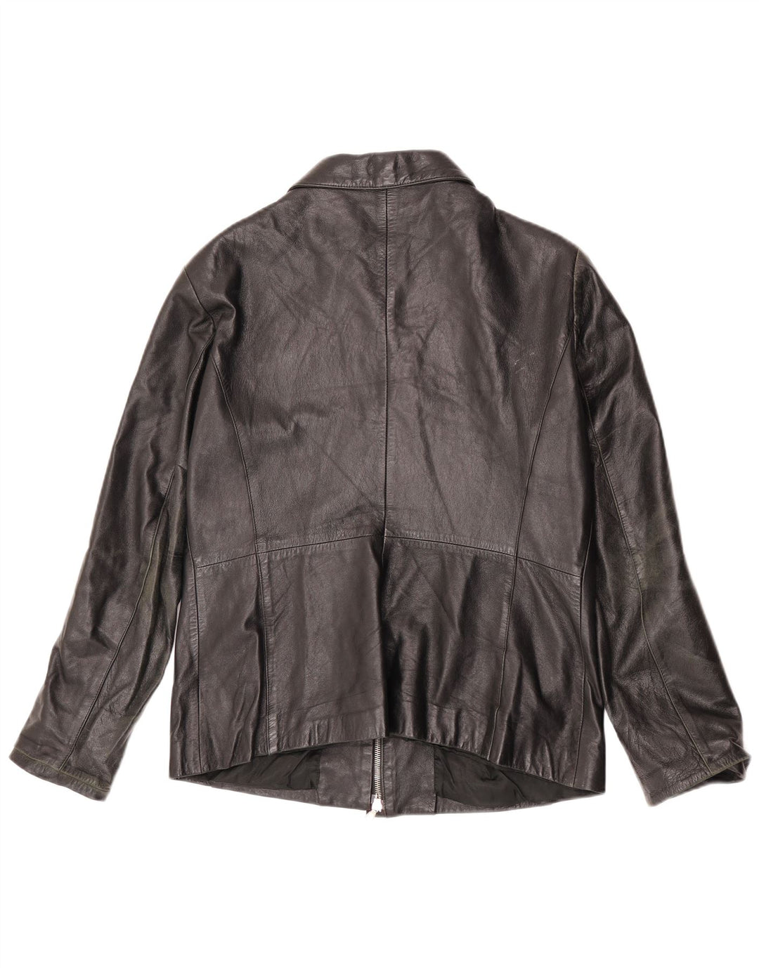 Chaqueta de cuero vintage para mujer IT 52 2XL cuero negro