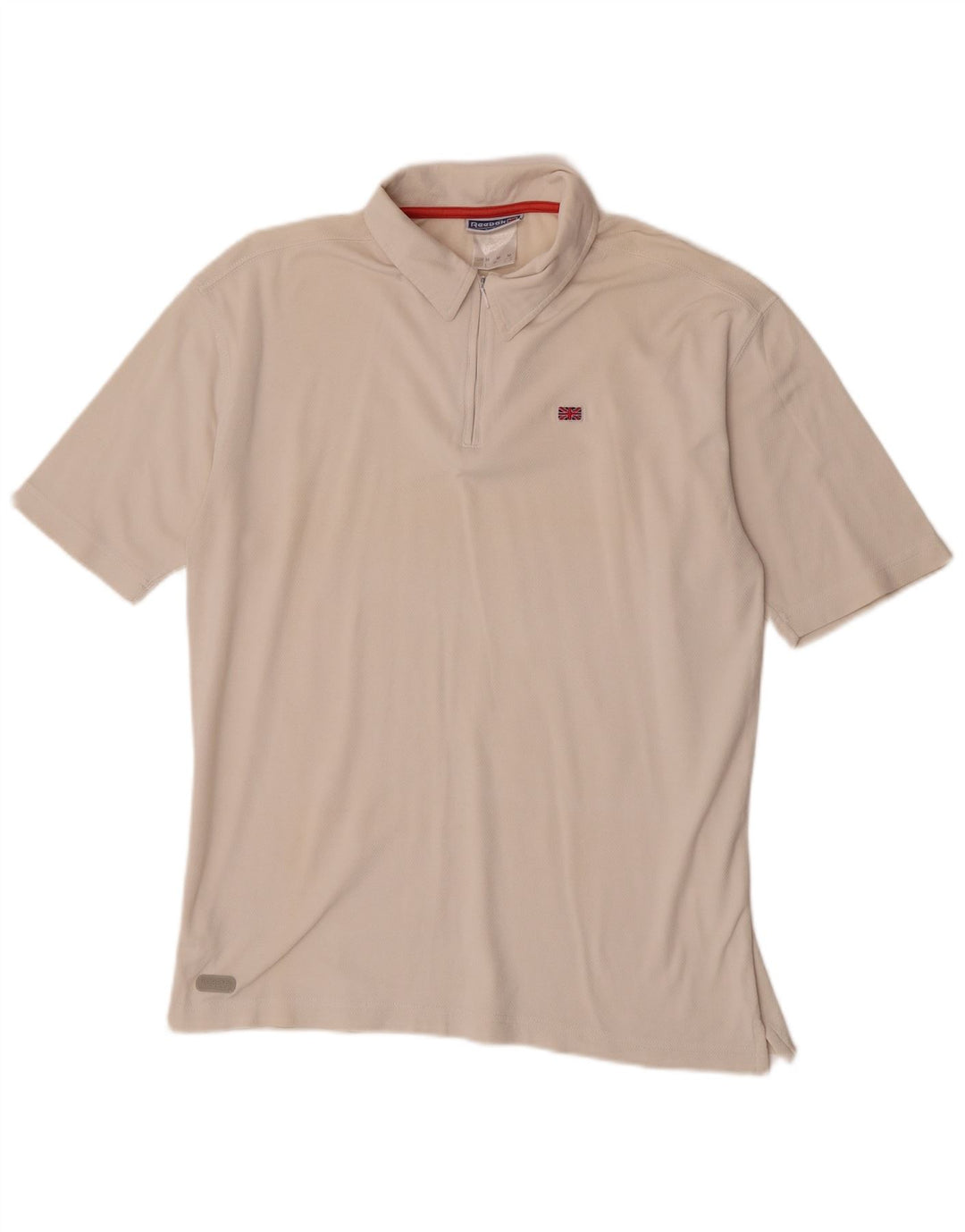 Reebok Polo Holgado para Hombre, Mediano, Blanco Apagado