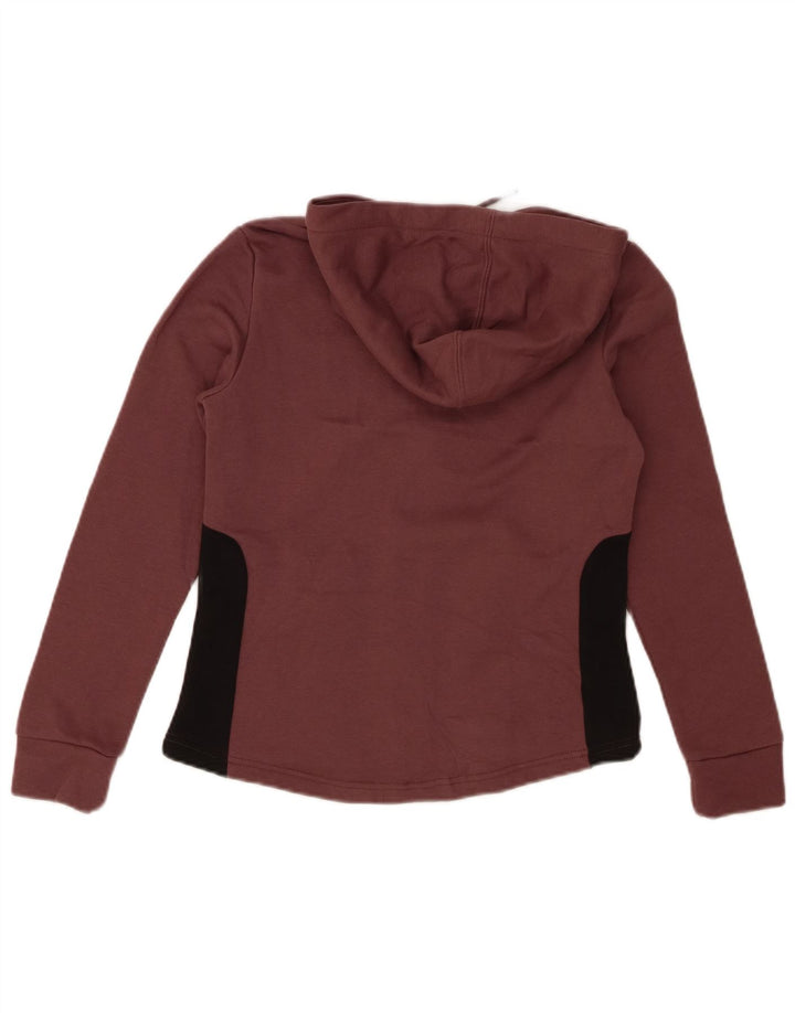 PUMA Womens Zip Hoodie Sweater UK 12 Medium Maroon Colourblock
