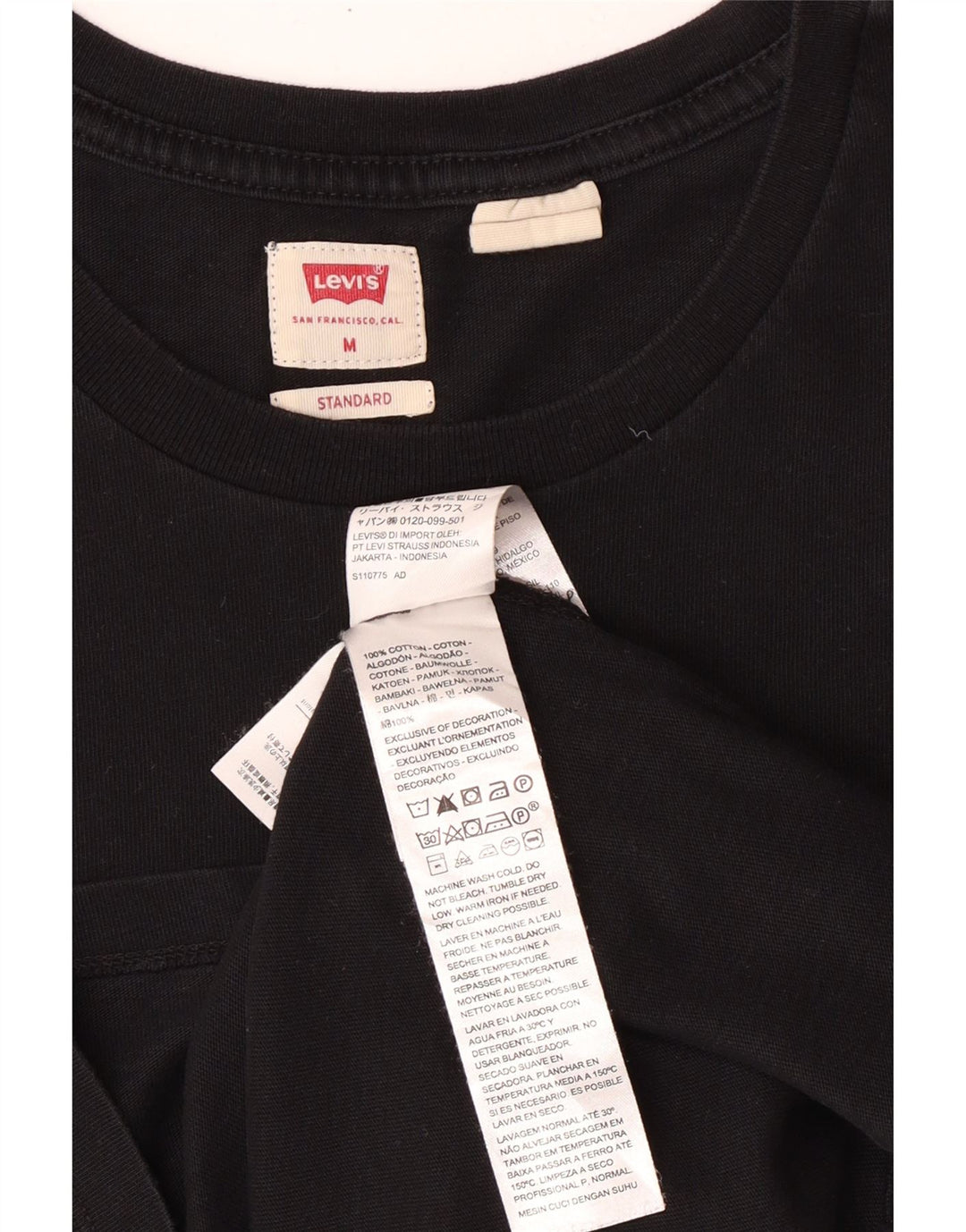 Levi's Camiseta de ajuste estándar para hombre Top mediano de algodón negro