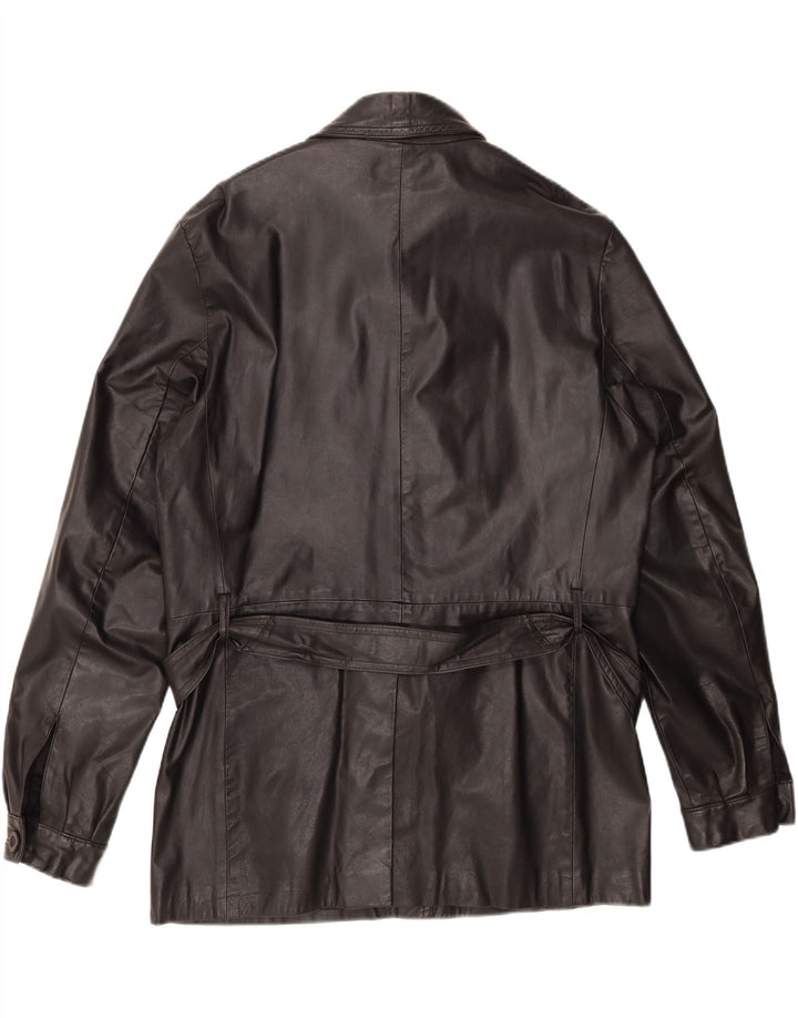 VINTAGE Chaqueta de cuero para mujer Reino Unido 16 Cuero negro grande