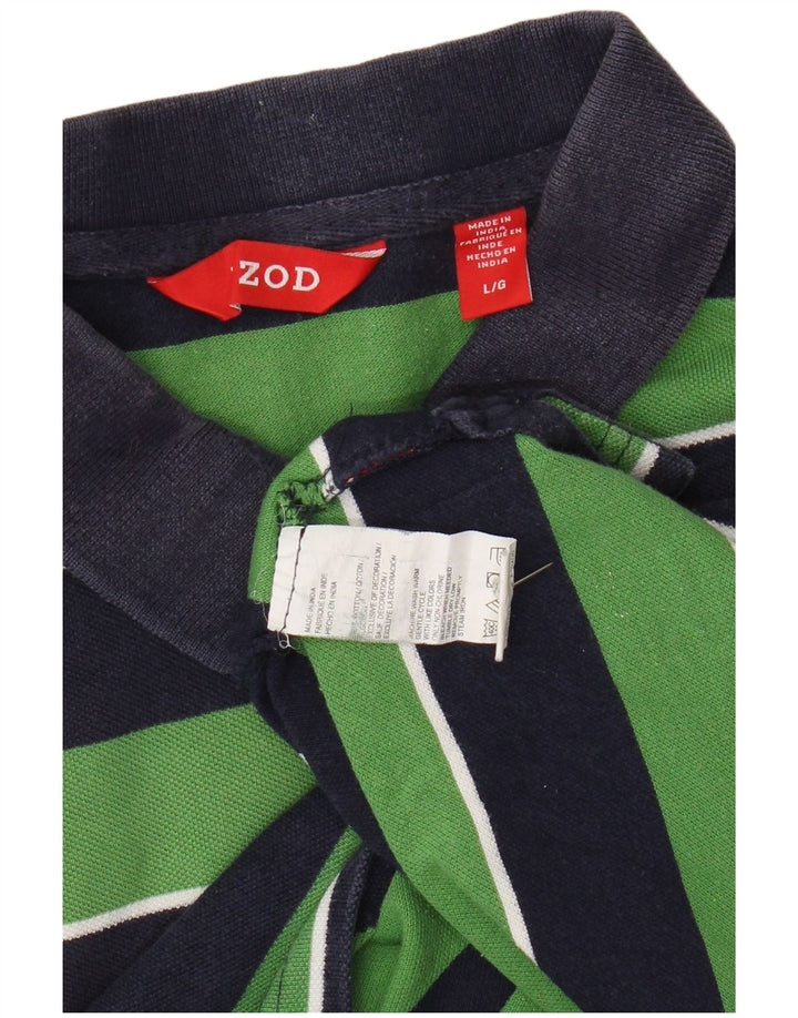 IZOD Polo para hombre de algodón a rayas verdes grandes