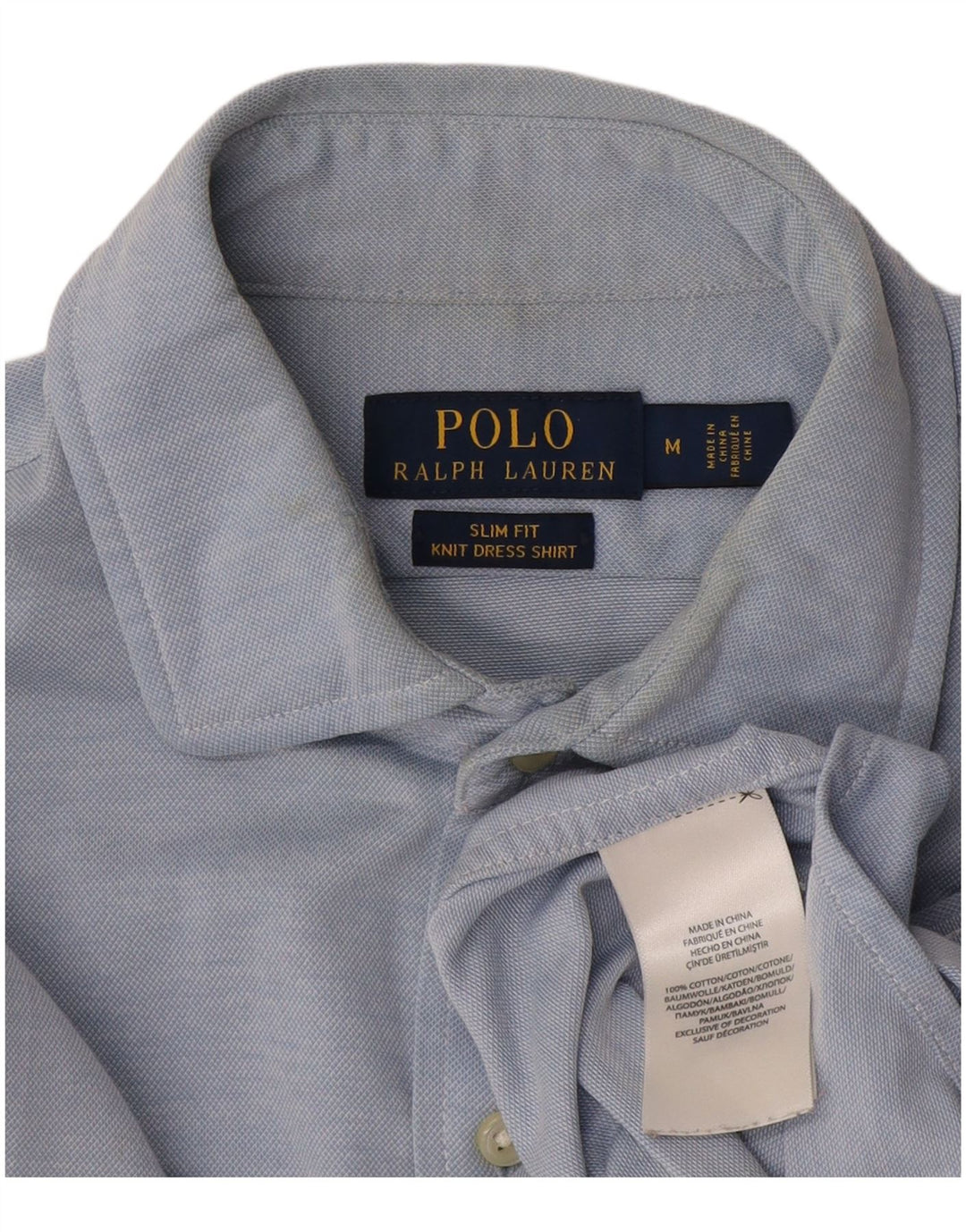 Camisa Ralph Lauren Hombre Slim Fit Algodón Azul Medio