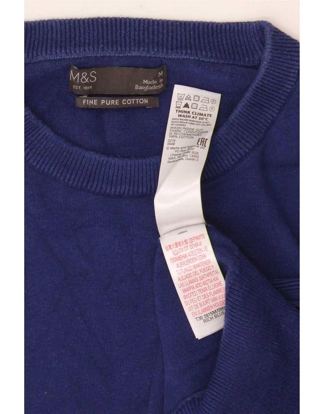 Jersey Massimo Dutti Hombre Cuello Redondo Algodón Azul Medio