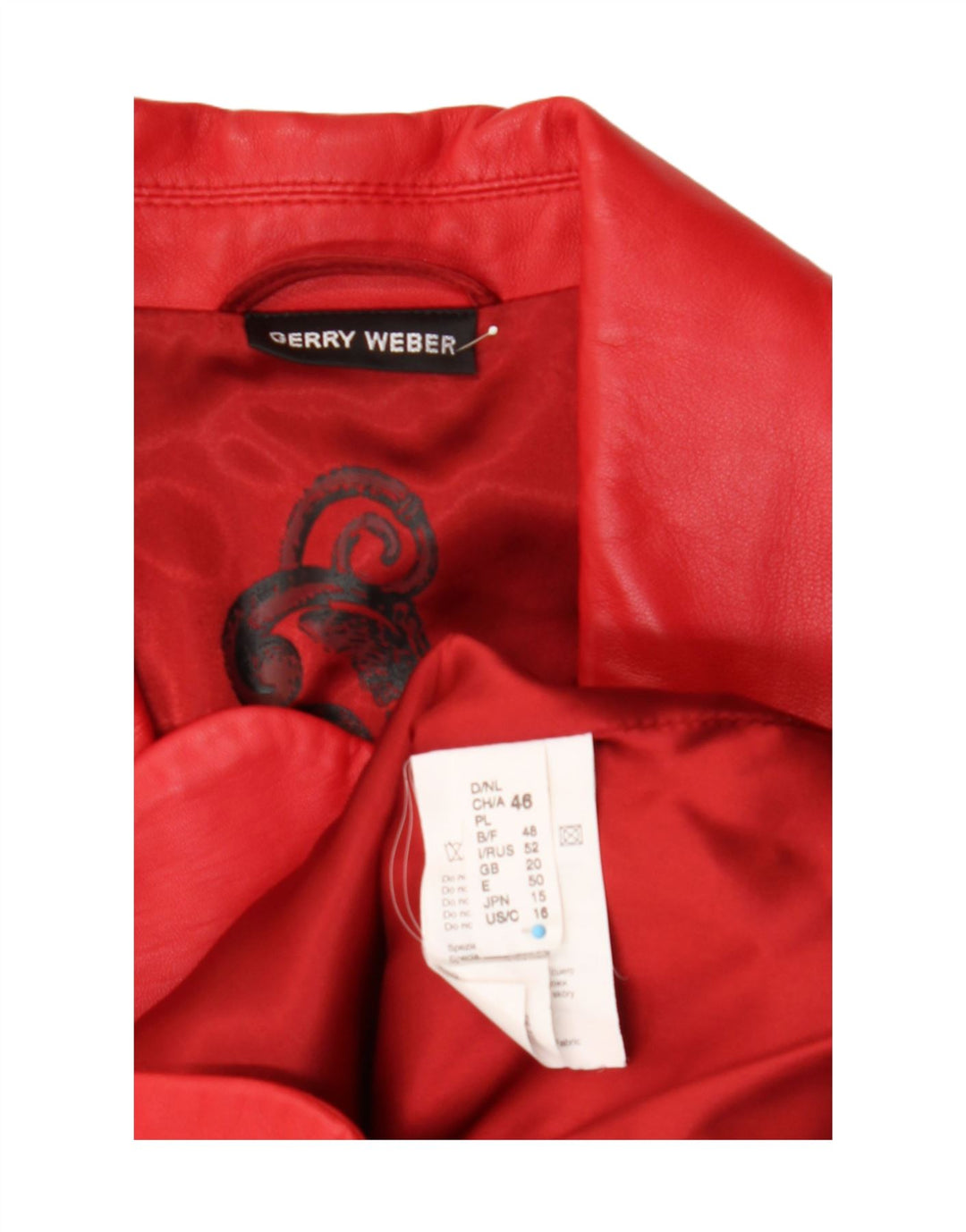 Gerry Weber Chaqueta Blazer de Cuero con 3 Botones para Mujer UK 20 2XL Cuero Rojo