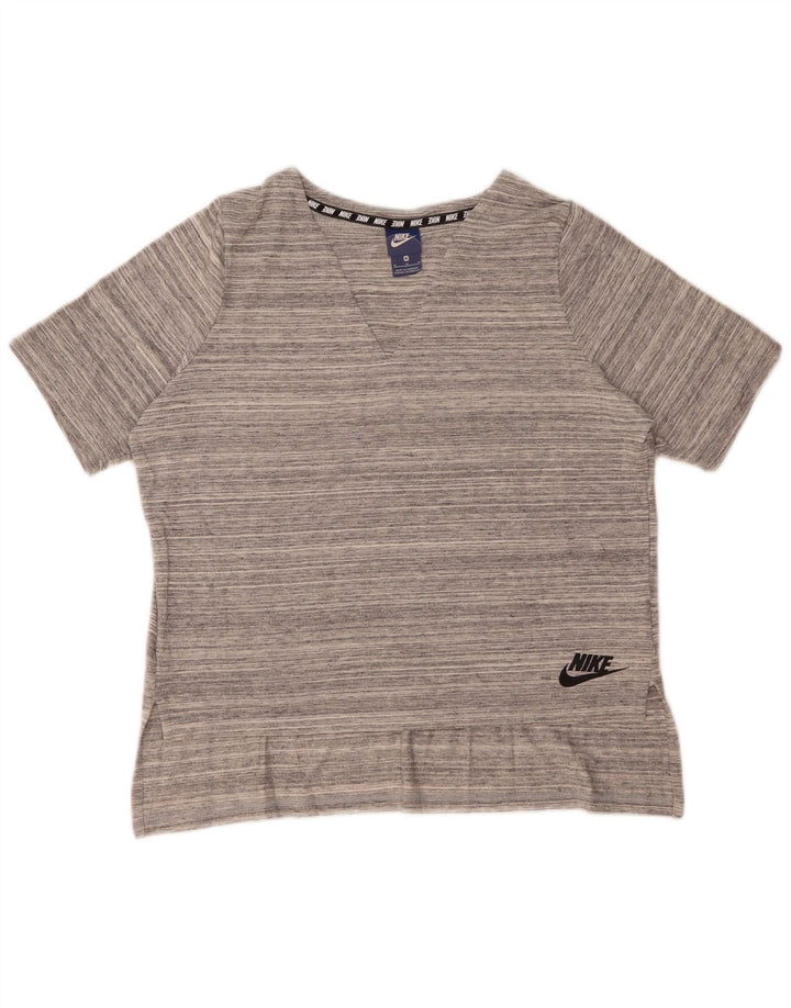 Nike Camiseta para mujer Top UK 44 Algodón a rayas gris medio
