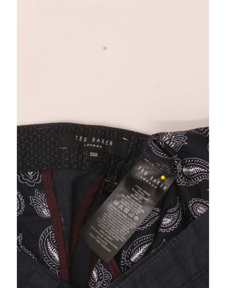 Pantalones de traje ajustados para hombre de Ted Baker W36 L30 Algodón azul marino