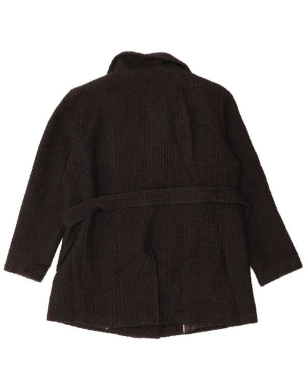 CALVIN KLEIN Abrigo cruzado para mujer UK 40 XL Lana negra