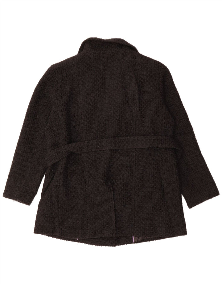 CALVIN KLEIN Abrigo cruzado para mujer UK 40 XL Lana negra