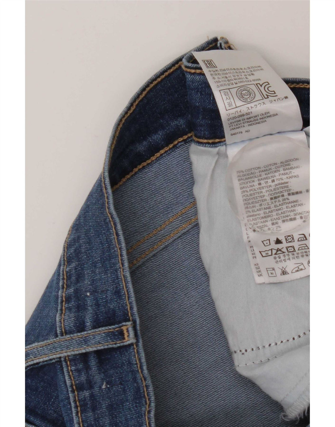 Vaqueros pitillo desgastados para mujer Levi's W32 L30 Algodón azul