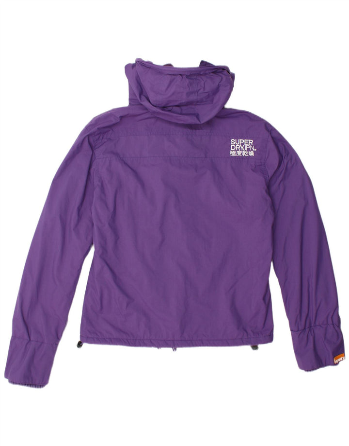 SUPERDRY Chaqueta cortavientos con capucha para mujer UK 40 XL Nylon morado