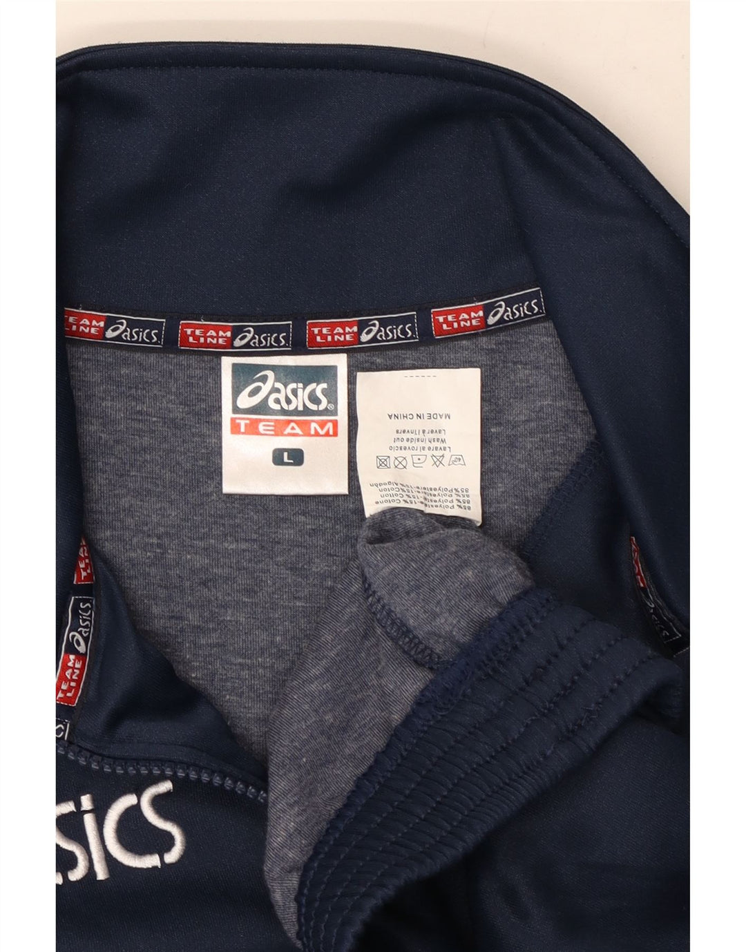 Asics Mens Zip Neck Sudadera Jumper Grande Azul Marino Poliéster