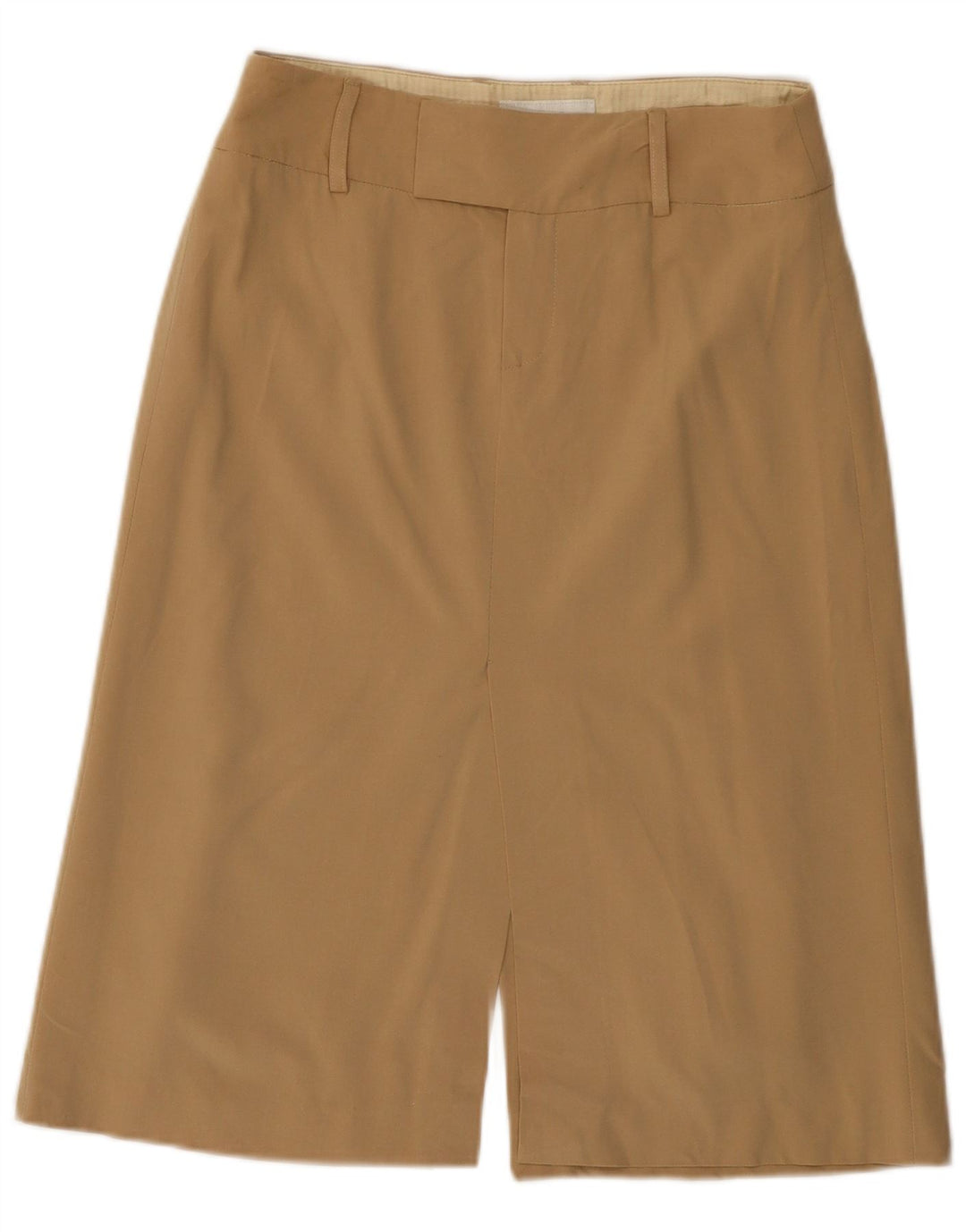 Zara Mujer Falda Acampanada IT 40 Small W30 Poliéster Caqui