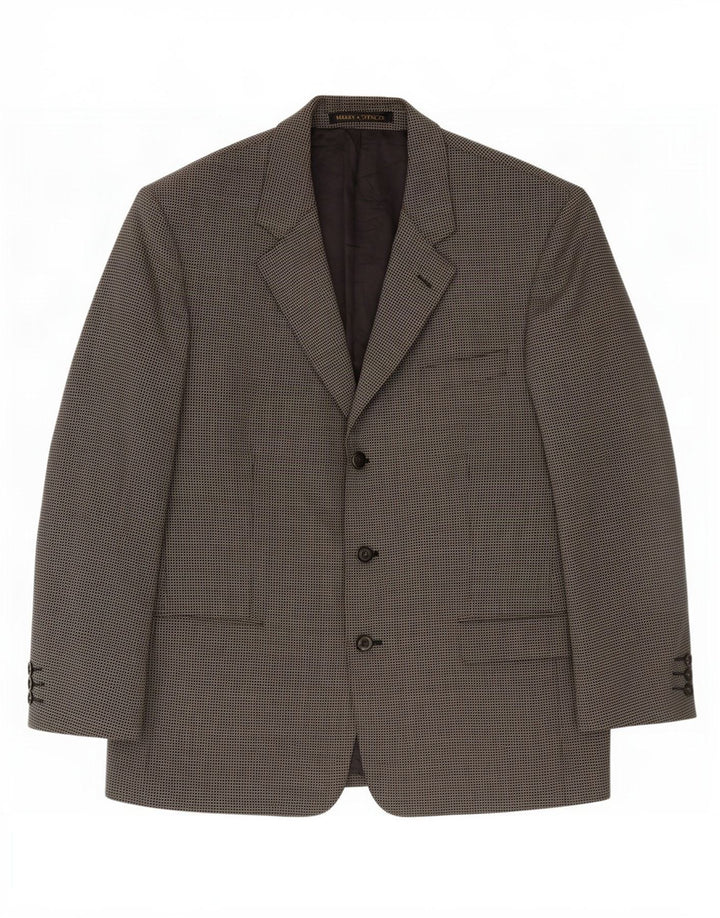 Marks & Spencer Chaqueta tipo blazer de 3 botones para hombre UK 44 XL Lana virgen gris a cuadros