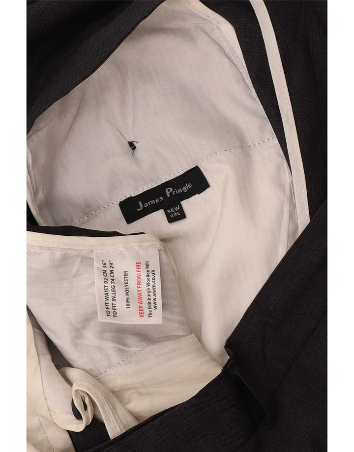 James Pringle Pantalón de traje recto para hombre W36 L29 Poliéster gris