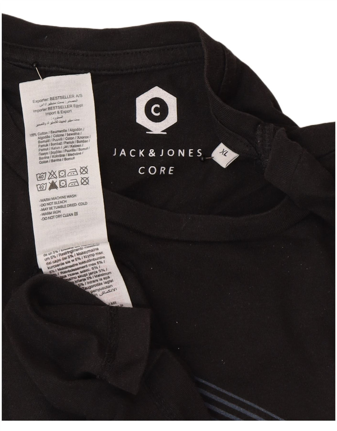 Jack & Jones Camiseta Hombre XL Algodón Negro