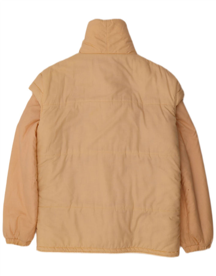 Vintage hombres chaqueta acolchada Reino Unido 40 poliéster beige grande