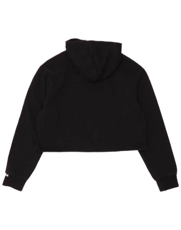 Fila Mujer Crop Sudadera con capucha Jumper UK 12 Medium Negro Algodón