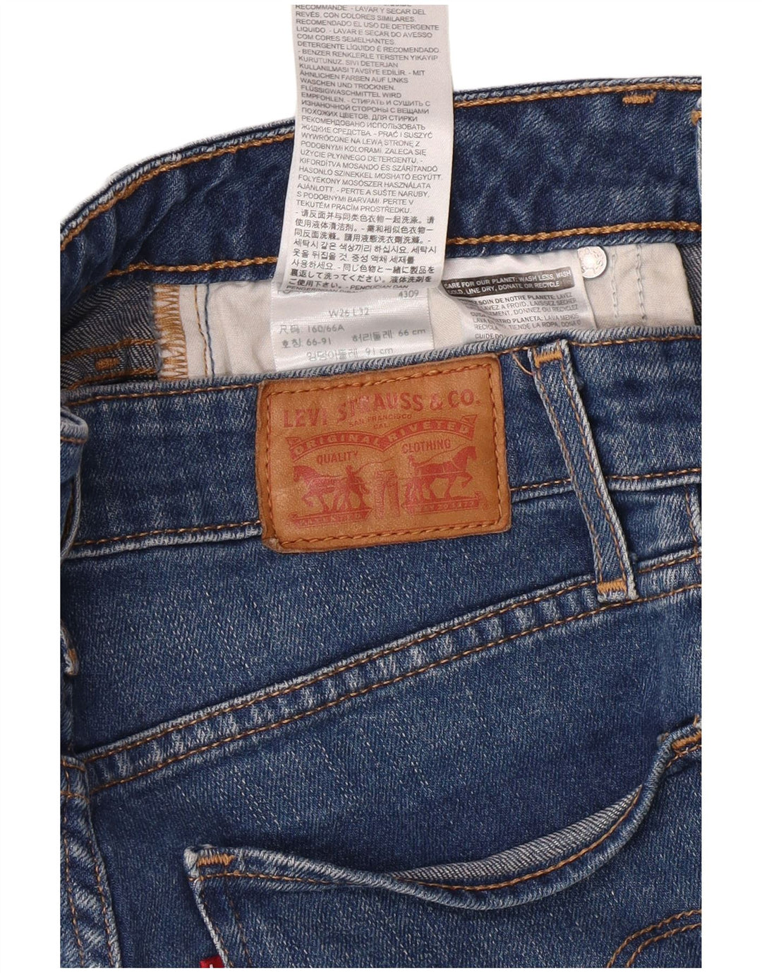 LEVI'S Vaqueros pitillo de talle alto 721 para mujer W26 L32 Algodón azul