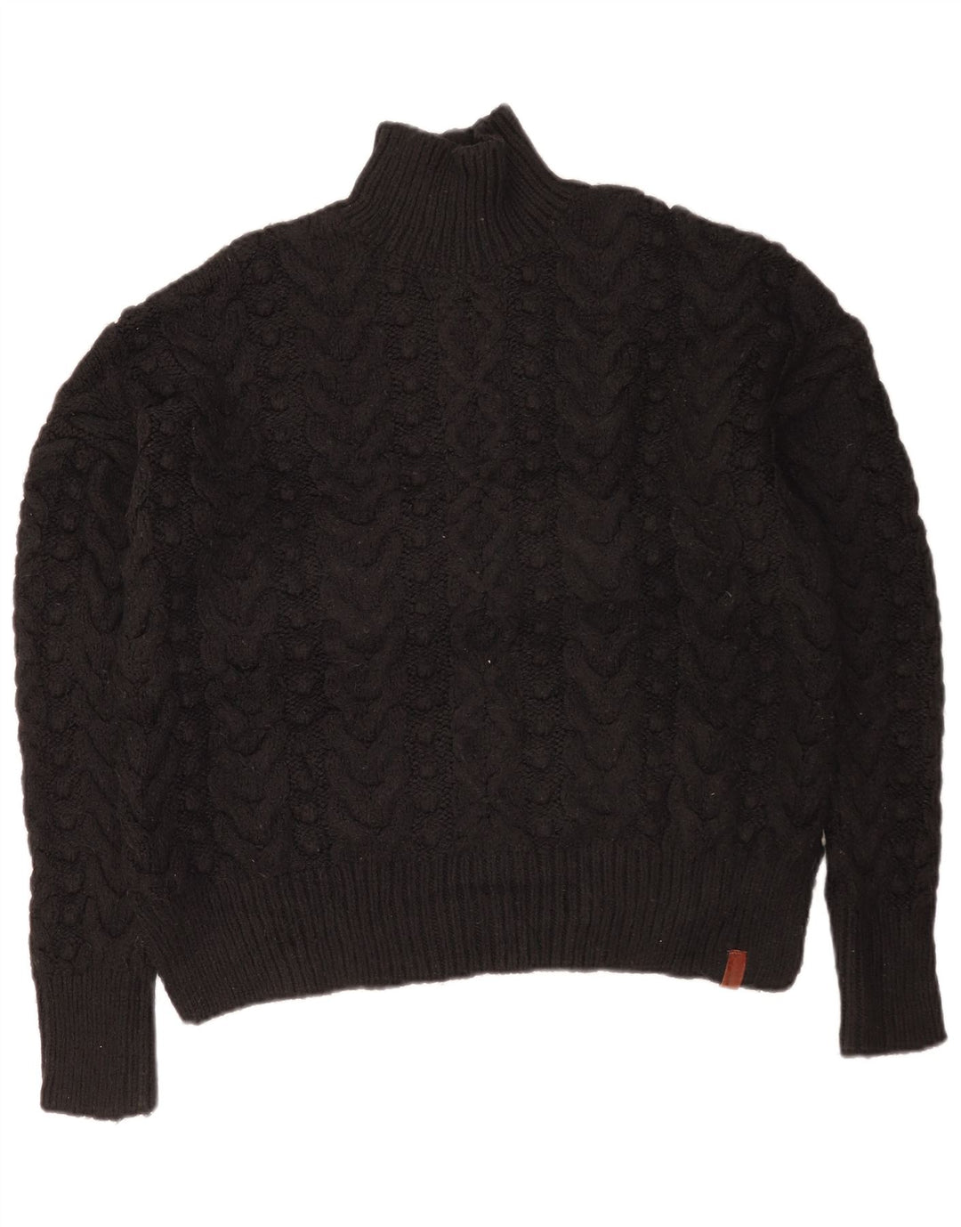 Superdry Jersey extragrande con cuello alto para mujer, talla 40, color negro