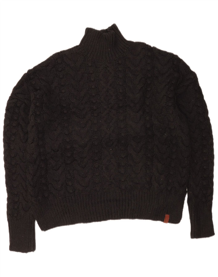 Superdry Jersey extragrande con cuello alto para mujer, talla 40, color negro