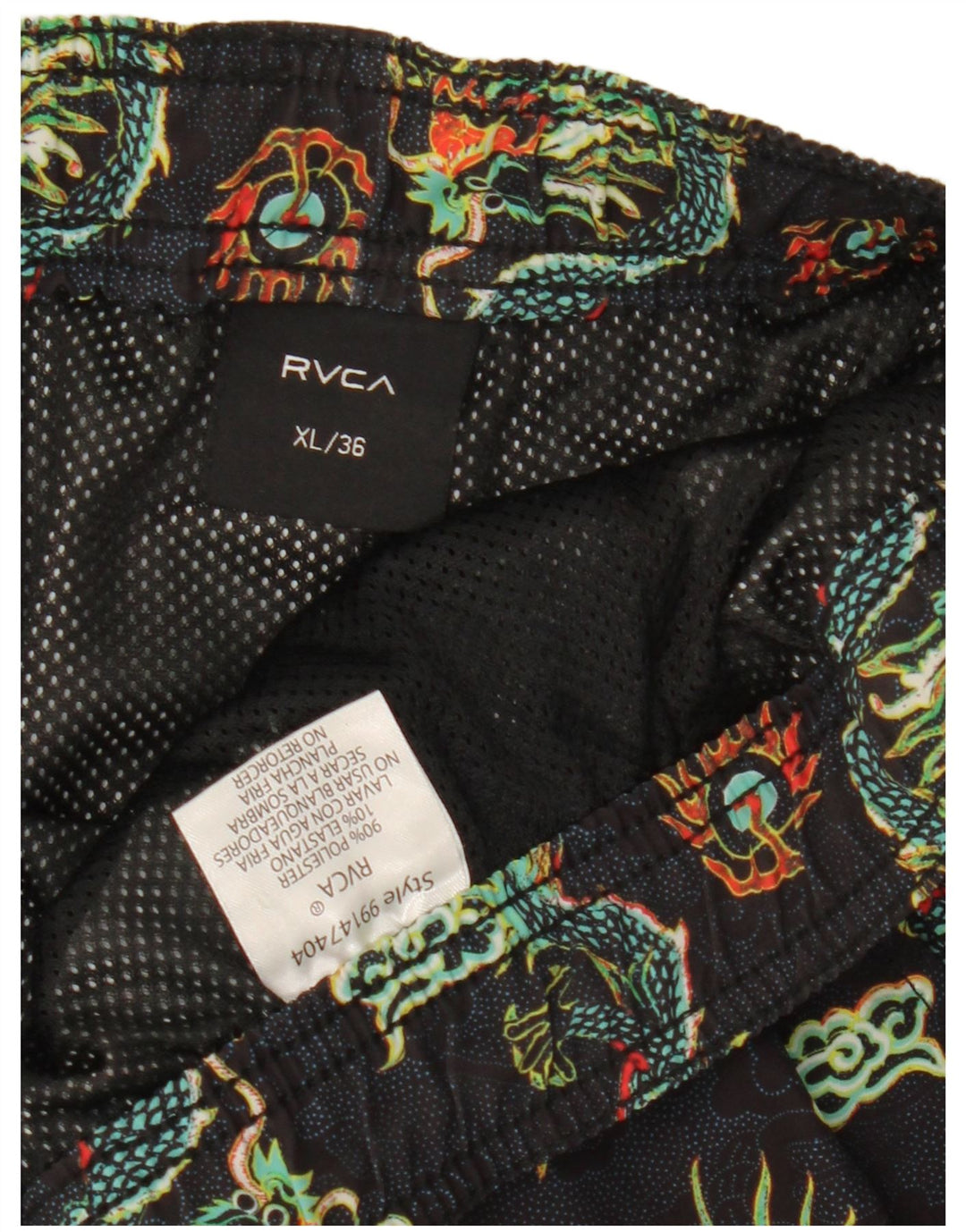 RVCA Bañador para Hombre con Estampado Abstracto XL, Poliéster Fair Isle Negro