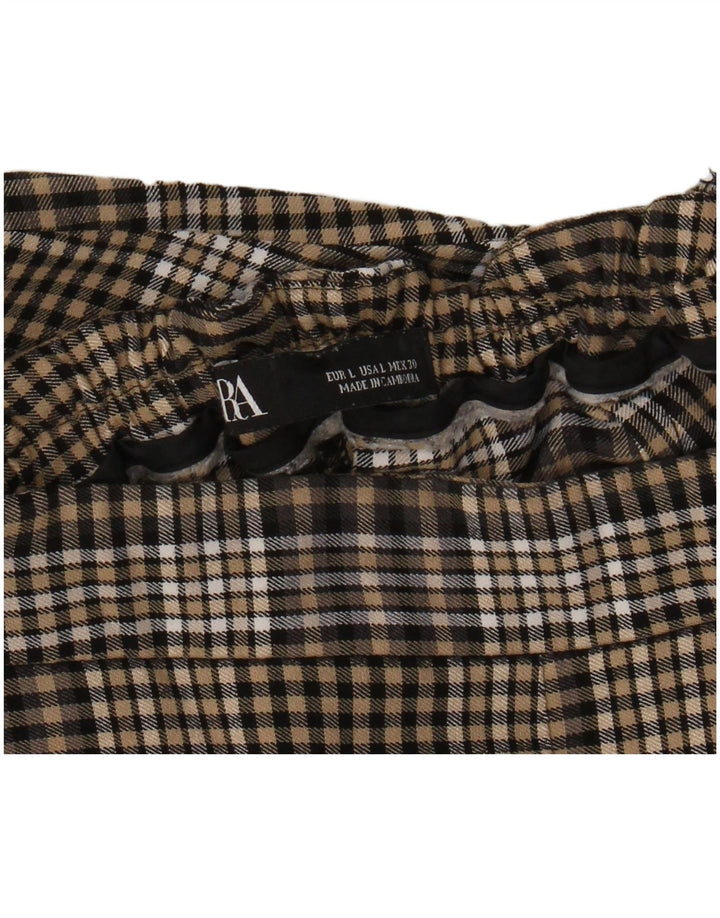 Zara Mujer Pantalones Cortos Grande W30 L24 Cuadros Marrón