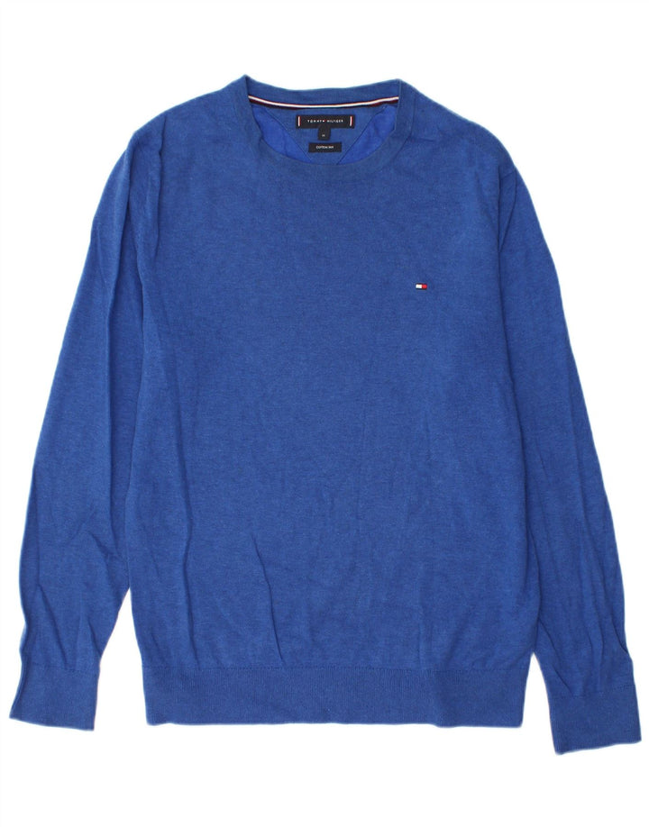 Tommy Hilfiger Jersey de cuello redondo para hombre de algodón azul medio