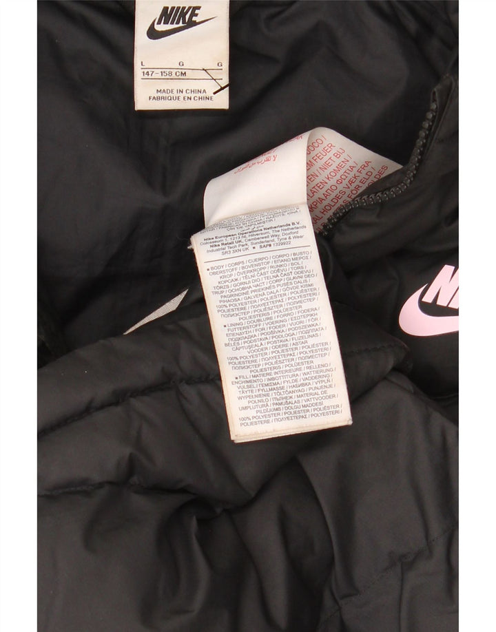NIKE Chaqueta acolchada con capucha para niños 12-13 años Grande Poliéster negro