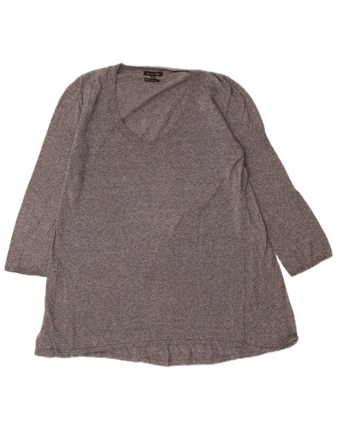 Massimo Dutti Top Túnica De Manga 3/4 Para Mujer UK 44 Grande Gris Moteado