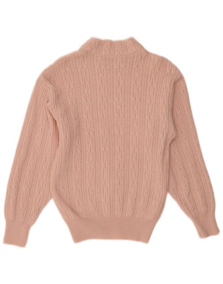 VINTAGE Mujer Cuello Tortuga Jersey Suéter Reino Unido 12 Lana Rosa Mediana