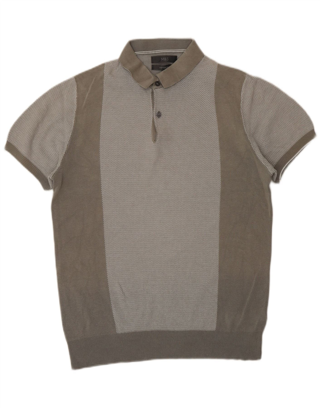 Marks & Spencer Jersey de manga corta con cuello tipo polo para hombre, talla pequeña, gris